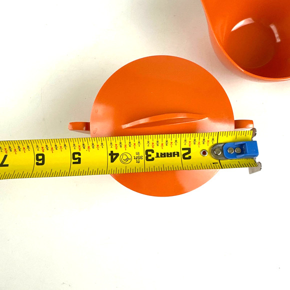 Vintage Mid Century Modern Laguna Orange Melamine Sugar Bowl And Creamer - Picture 5 of 11